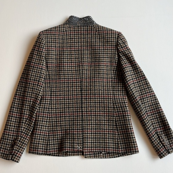 J.Crew Regent Houndstooth Jeweled Collar Wool Blazer- NWT- Size 10 - Picture 11 of 16